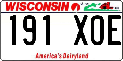 WI license plate 191XOE