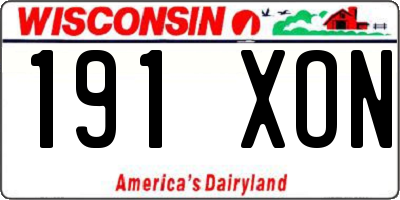 WI license plate 191XON