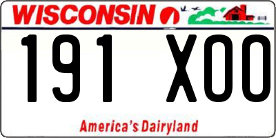 WI license plate 191XOO