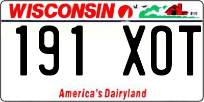 WI license plate 191XOT