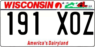 WI license plate 191XOZ