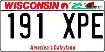 WI license plate 191XPE