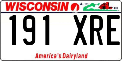 WI license plate 191XRE