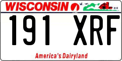 WI license plate 191XRF