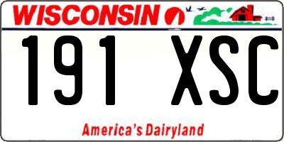 WI license plate 191XSC