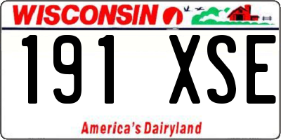WI license plate 191XSE