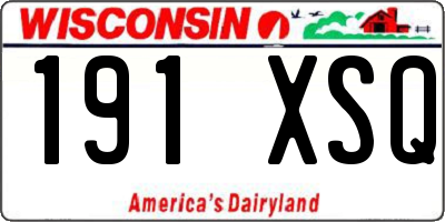 WI license plate 191XSQ