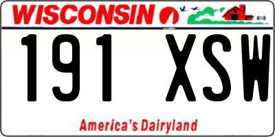 WI license plate 191XSW