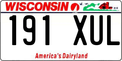 WI license plate 191XUL