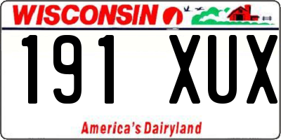 WI license plate 191XUX