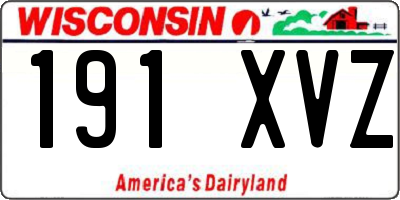 WI license plate 191XVZ