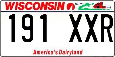 WI license plate 191XXR