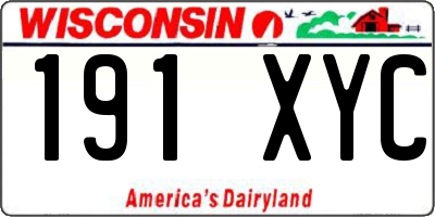 WI license plate 191XYC
