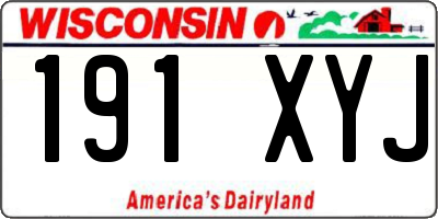WI license plate 191XYJ