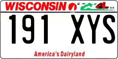 WI license plate 191XYS