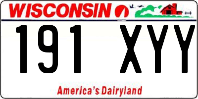WI license plate 191XYY