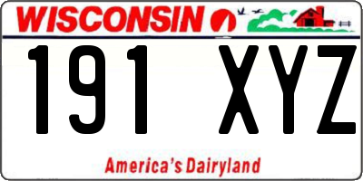 WI license plate 191XYZ