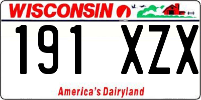 WI license plate 191XZX