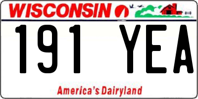WI license plate 191YEA