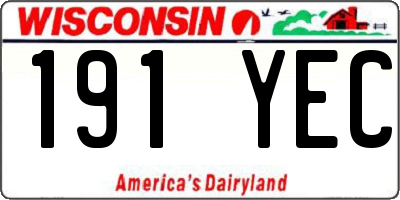 WI license plate 191YEC