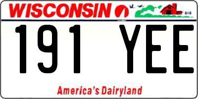 WI license plate 191YEE