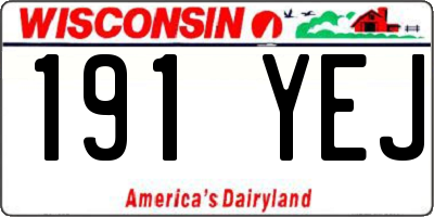 WI license plate 191YEJ