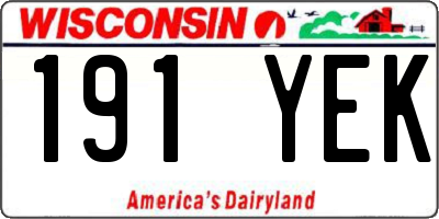WI license plate 191YEK