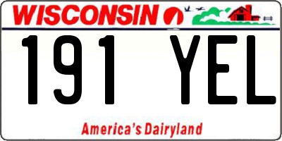 WI license plate 191YEL