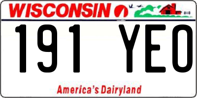 WI license plate 191YEO