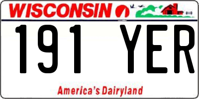 WI license plate 191YER