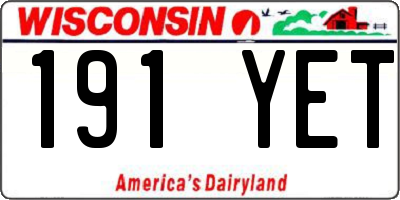 WI license plate 191YET