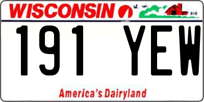 WI license plate 191YEW