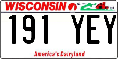 WI license plate 191YEY