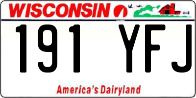 WI license plate 191YFJ