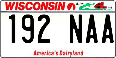 WI license plate 192NAA