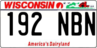WI license plate 192NBN