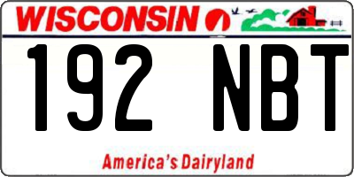 WI license plate 192NBT