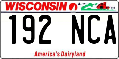 WI license plate 192NCA