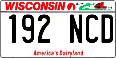 WI license plate 192NCD