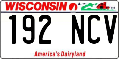 WI license plate 192NCV