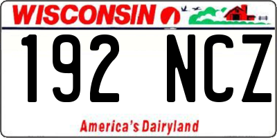 WI license plate 192NCZ