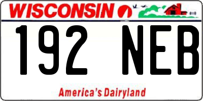 WI license plate 192NEB