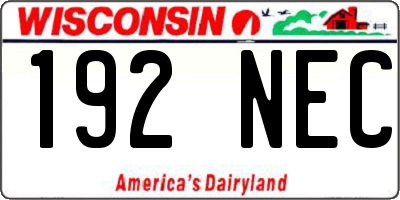 WI license plate 192NEC