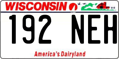 WI license plate 192NEH