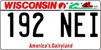 WI license plate 192NEI
