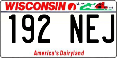 WI license plate 192NEJ