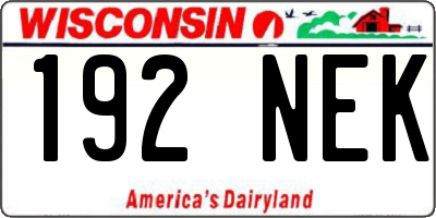 WI license plate 192NEK