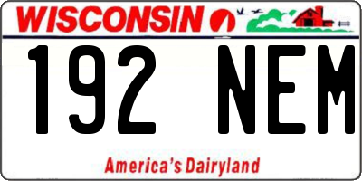 WI license plate 192NEM