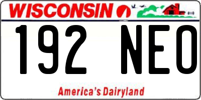 WI license plate 192NEO