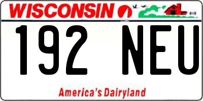 WI license plate 192NEU